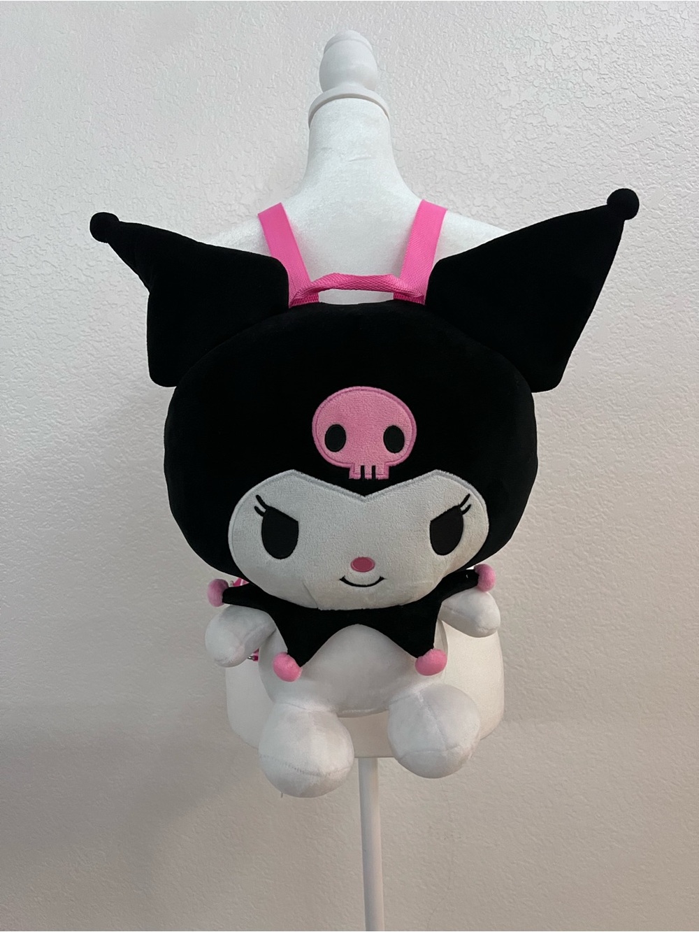 Sanrio Kuromi Plush Backpack Large Black Pink Kawaii Character Bag